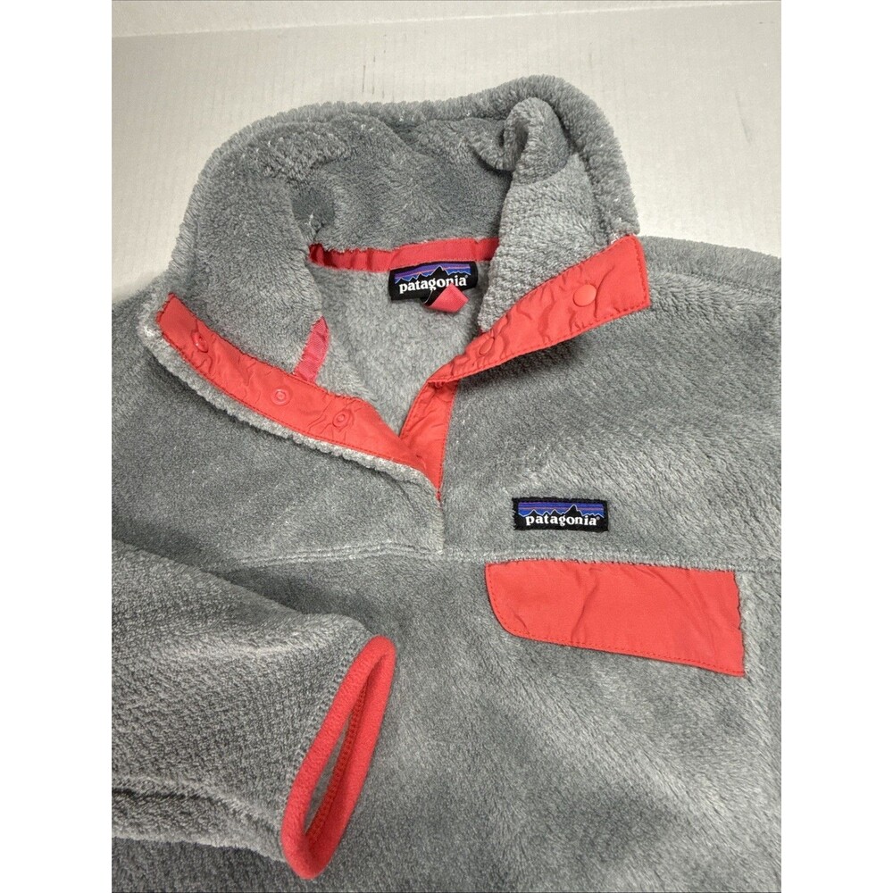 Patagonia Synchilla Snap-T Fleece Pullover Women's M Heather Gray/Amaranth Pink